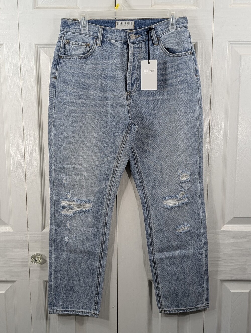 Blank Paige: High-Rise Distressed Straight Leg Jeans - Size Large NWT